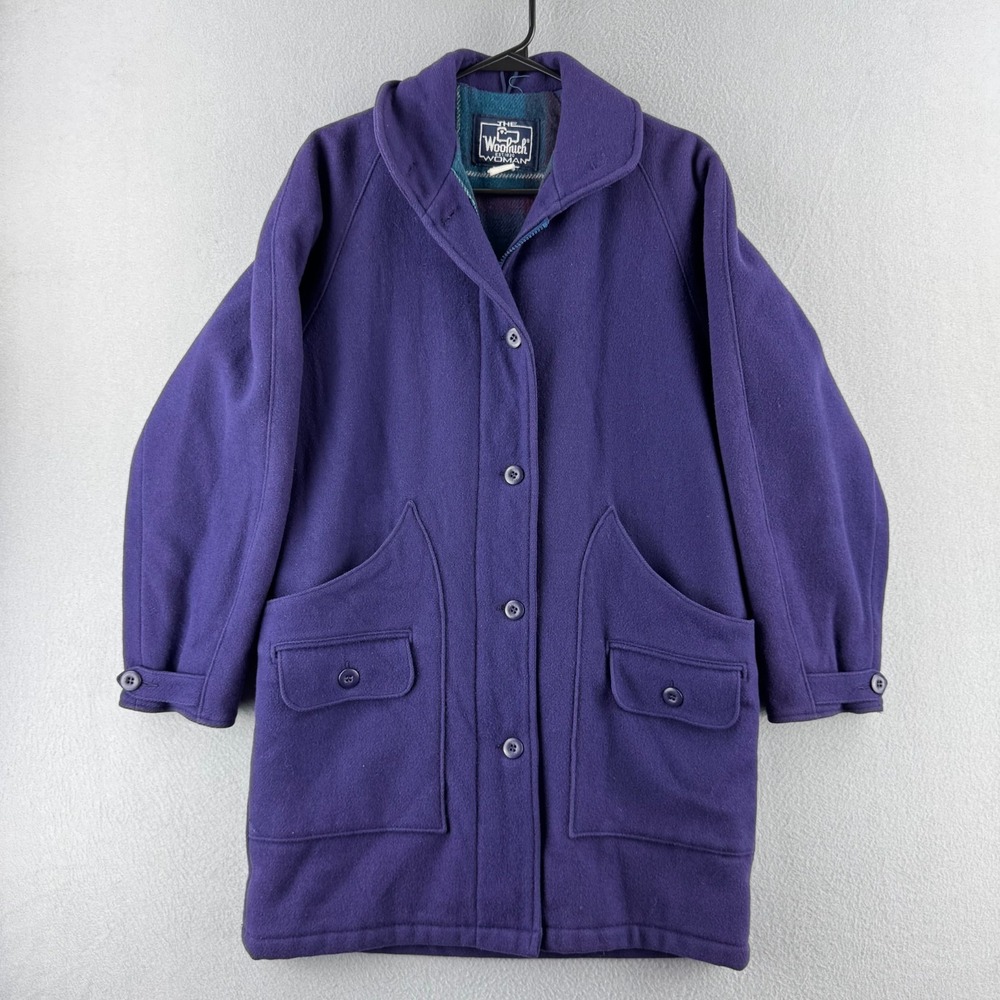 Vintage Woolrich Jacket Womens Small Purple Heavy Wool Pea Coat Made‎ in USA